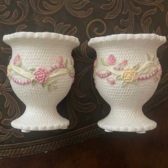 Yankee Candle Co Votive Candle holders. Soft pink and yellow flowers